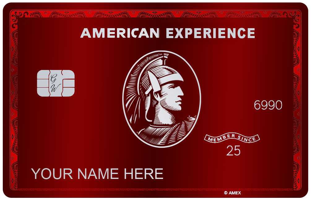Red metal card with American Experience text, warrior illustration, and chip design