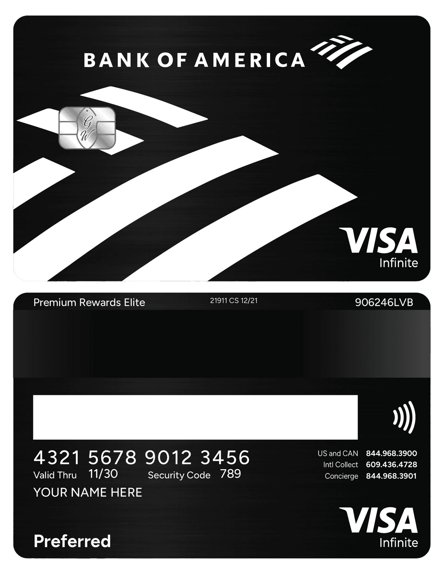 Exclusive Bank of America metal card designed for premium banking clients