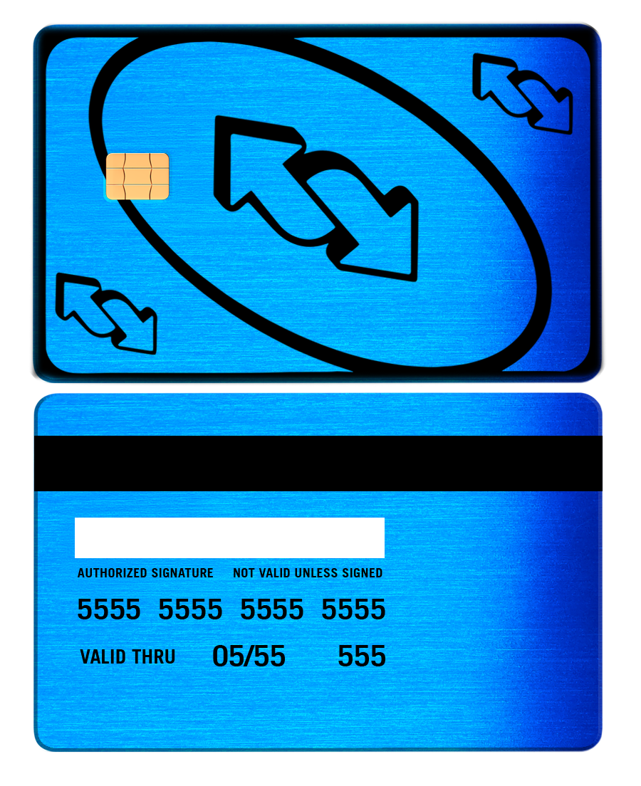 Brushed blue metal card with arrows design, chip and magnetic stripe, custom metal card