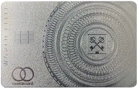 Goldman Lampe silver metal card with World Elite Mastercard logo and intricate engraved design