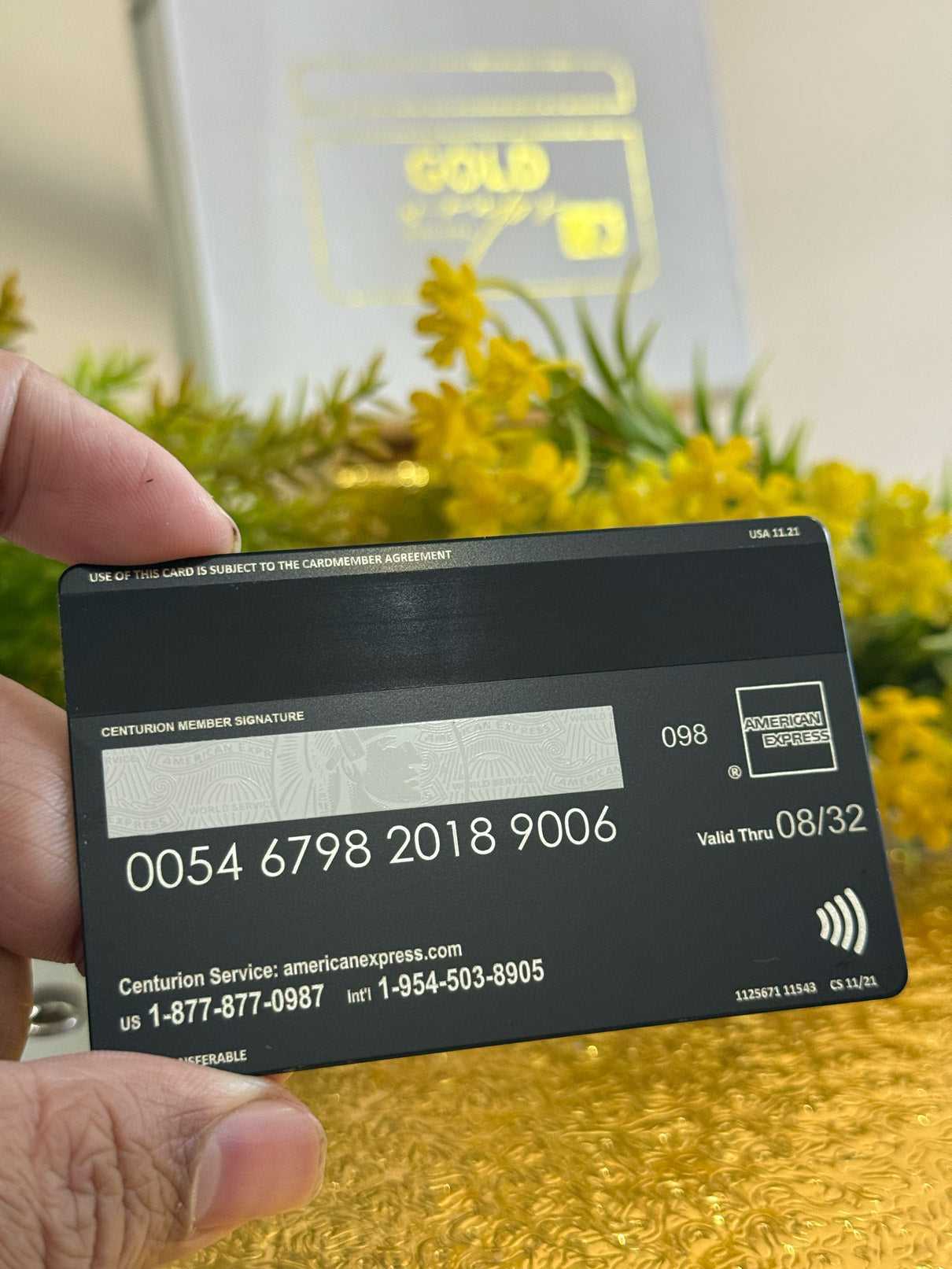 Premium Black AMX metal card close-up showing durable construction
