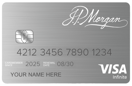 J.P. Morgan custom metal credit card, silver brushed finish, Visa Infinite logo