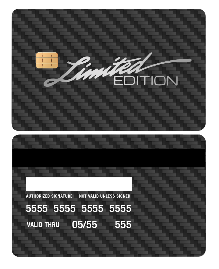 Limited edition black carbon fiber metal card with chip and signature strip