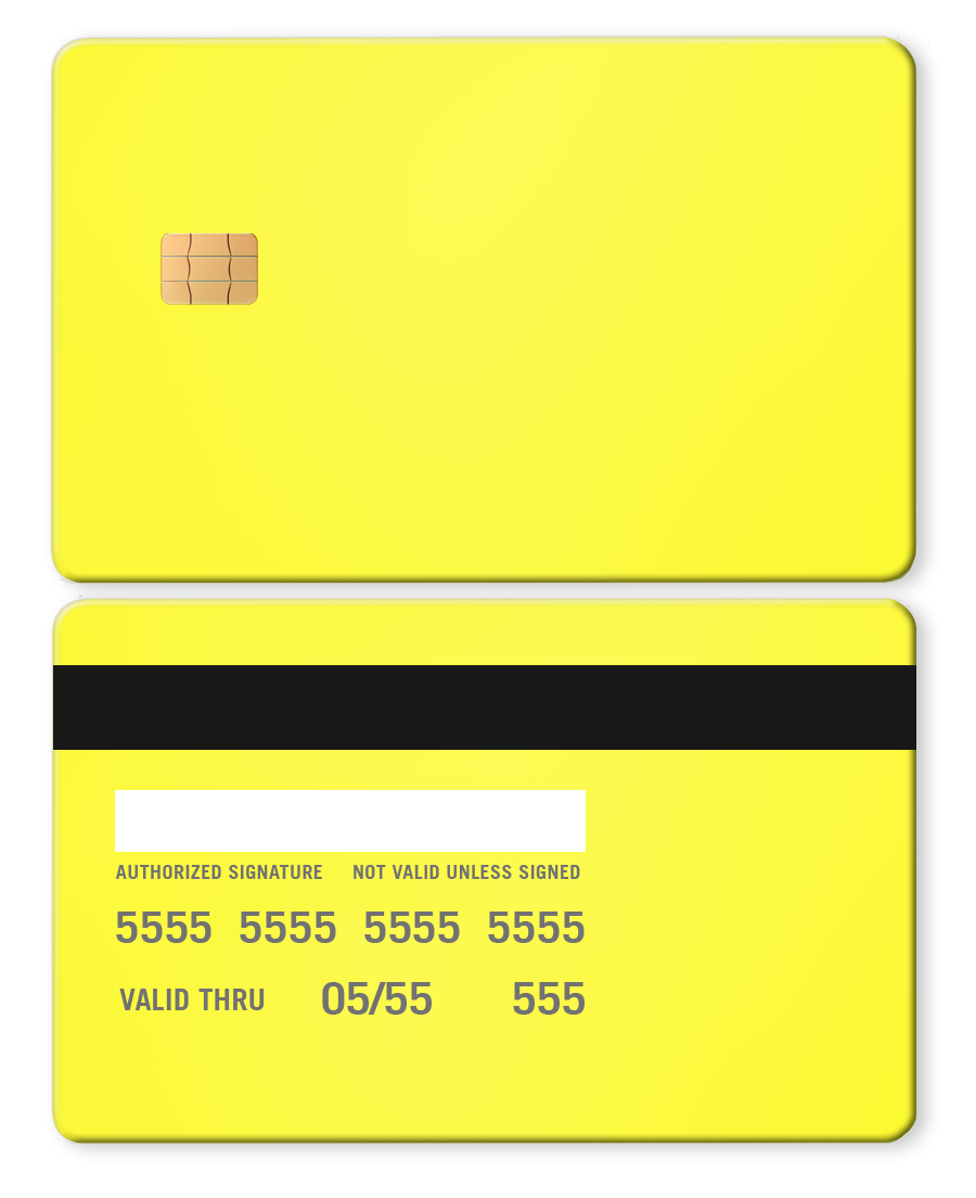 Neo Lime metal card with chip, black magnetic stripe, and blank signature panel front and back.