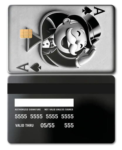 Exclusive Ace Of Monopoly metal card featuring high-end engraved metal card finish for global collectors