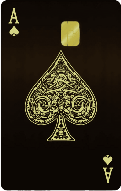 Luxury Ace vertical metal card featuring bold artistic detailing