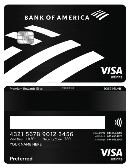 Exclusive Bank of America metal card designed for premium banking clients