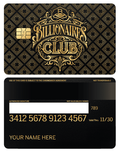 Luxury Billionaires Club metal card designed for elite executives and entrepreneurs