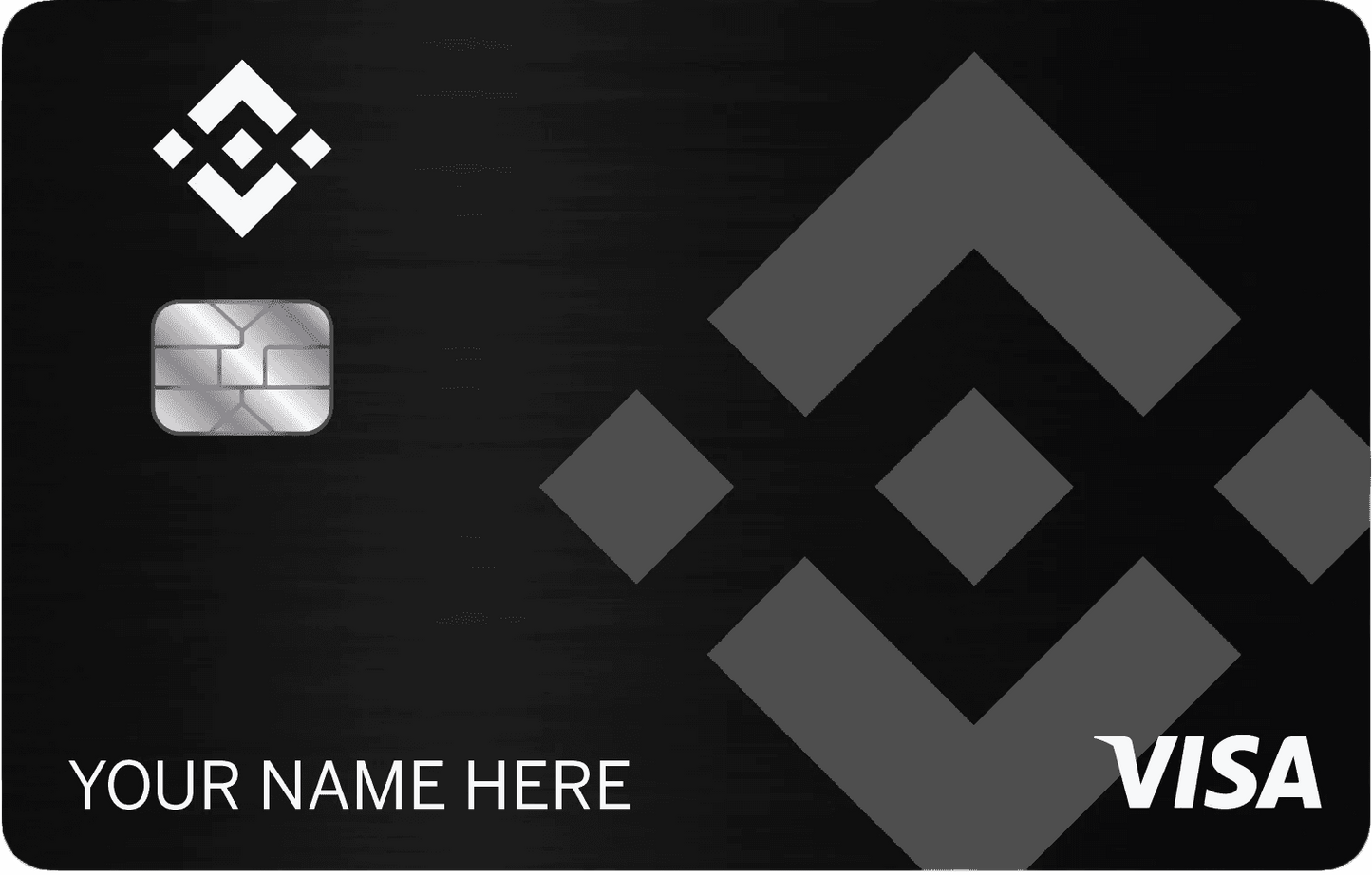 Custom metal Binance silver credit card with chip and Visa logo on black background
