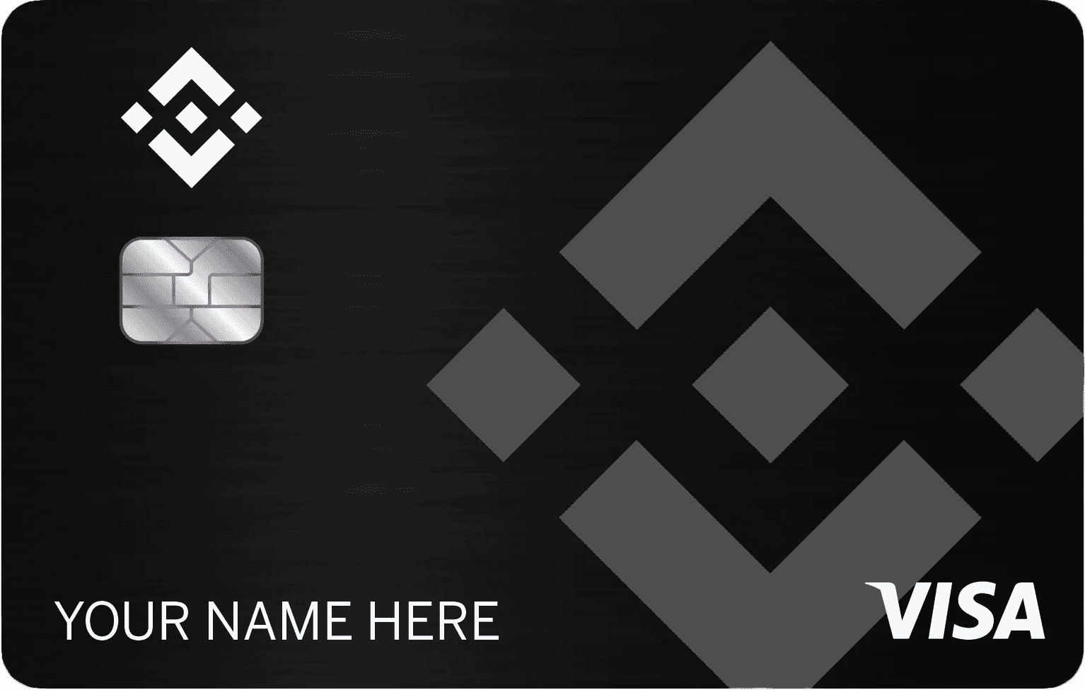 Custom metal Binance silver credit card with chip and Visa logo on black background