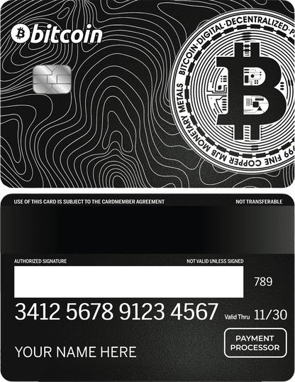 Exclusive Bitcoin Enthusiast metal card with high-end engraved crypto design