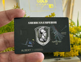 Premium Black Art Emperor metal card featuring high-end engraved imperial detailing