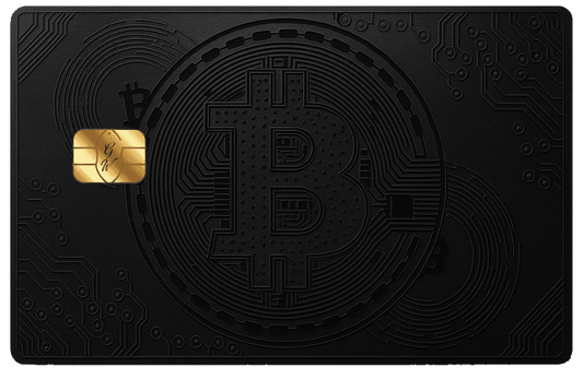 Sleek black metal Bitcoin card with premium finish for crypto enthusiasts