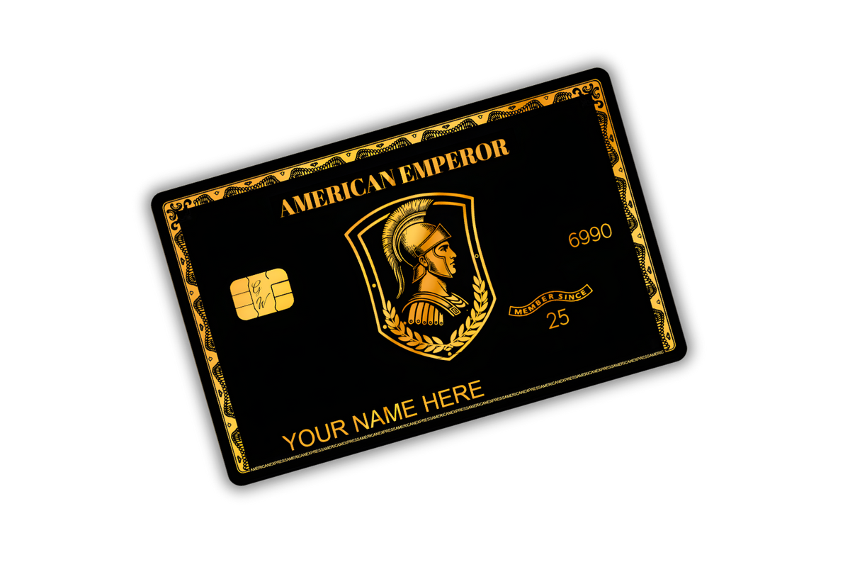 Black Gold American Express metal card showcased in hero section with elegant black and gold luxury design for elite international clients