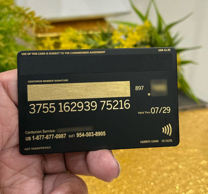 Exclusive Black Gold American Express metal card with premium matte black and gold finish