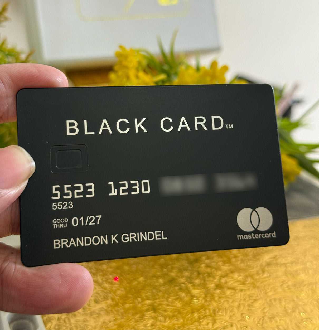 Elegant black metal card featuring high-end professional finish