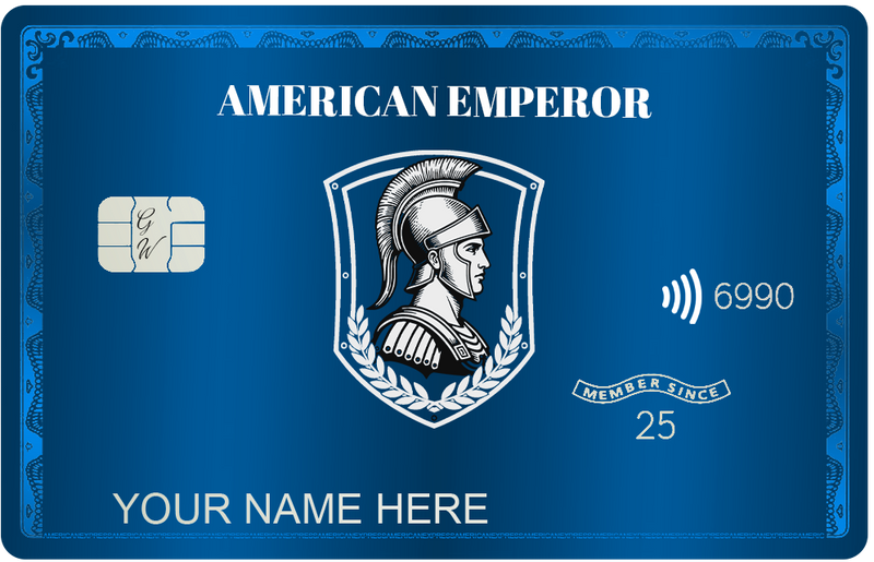 Blue American Express metal card with sleek luxury design for elite international clients