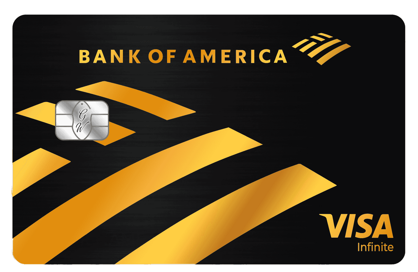 Metal Bank of America Visa Infinite card with gold accents on black background
