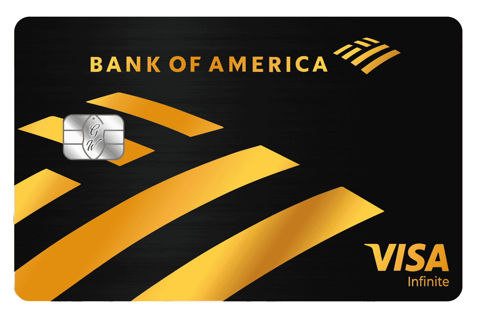 Metal Bank of America Visa Infinite card with gold accents on black background