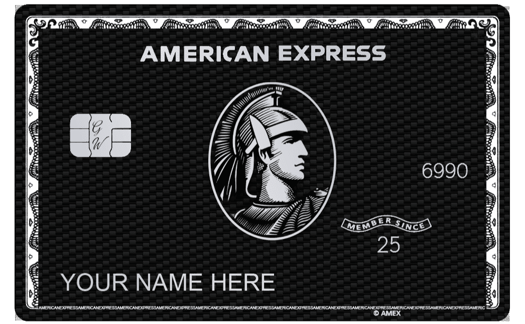 Custom metal American Express-style card with carbon fiber texture and silver details