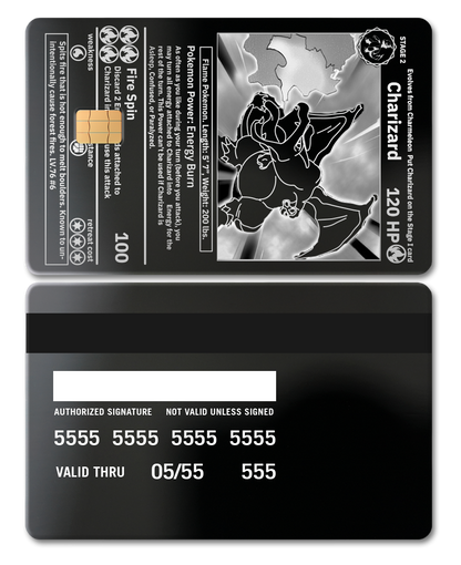 Exclusive Charizard metal card with high-end metal card craftsmanship and vibrant custom color styling