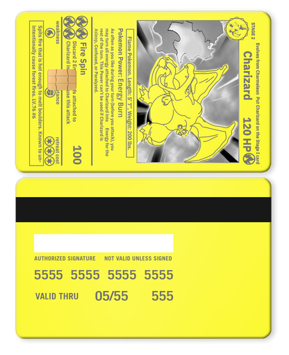 High-end Charizard metal card with premium metal card construction and elite international color variations