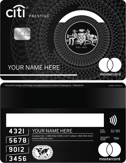 Exclusive Citi metal card with sophisticated corporate engraving