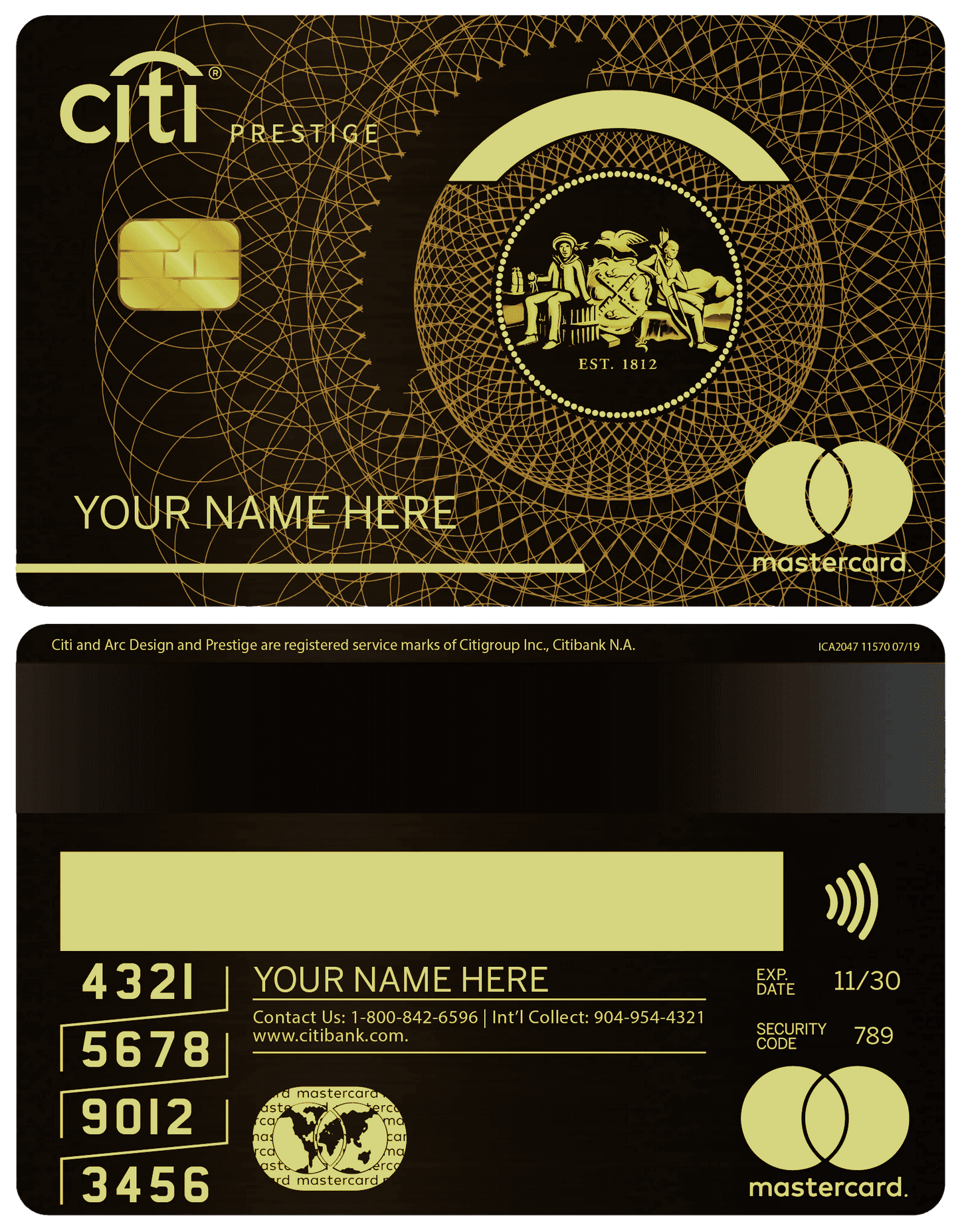 Premium Citi metal card designed for elite international banking clients