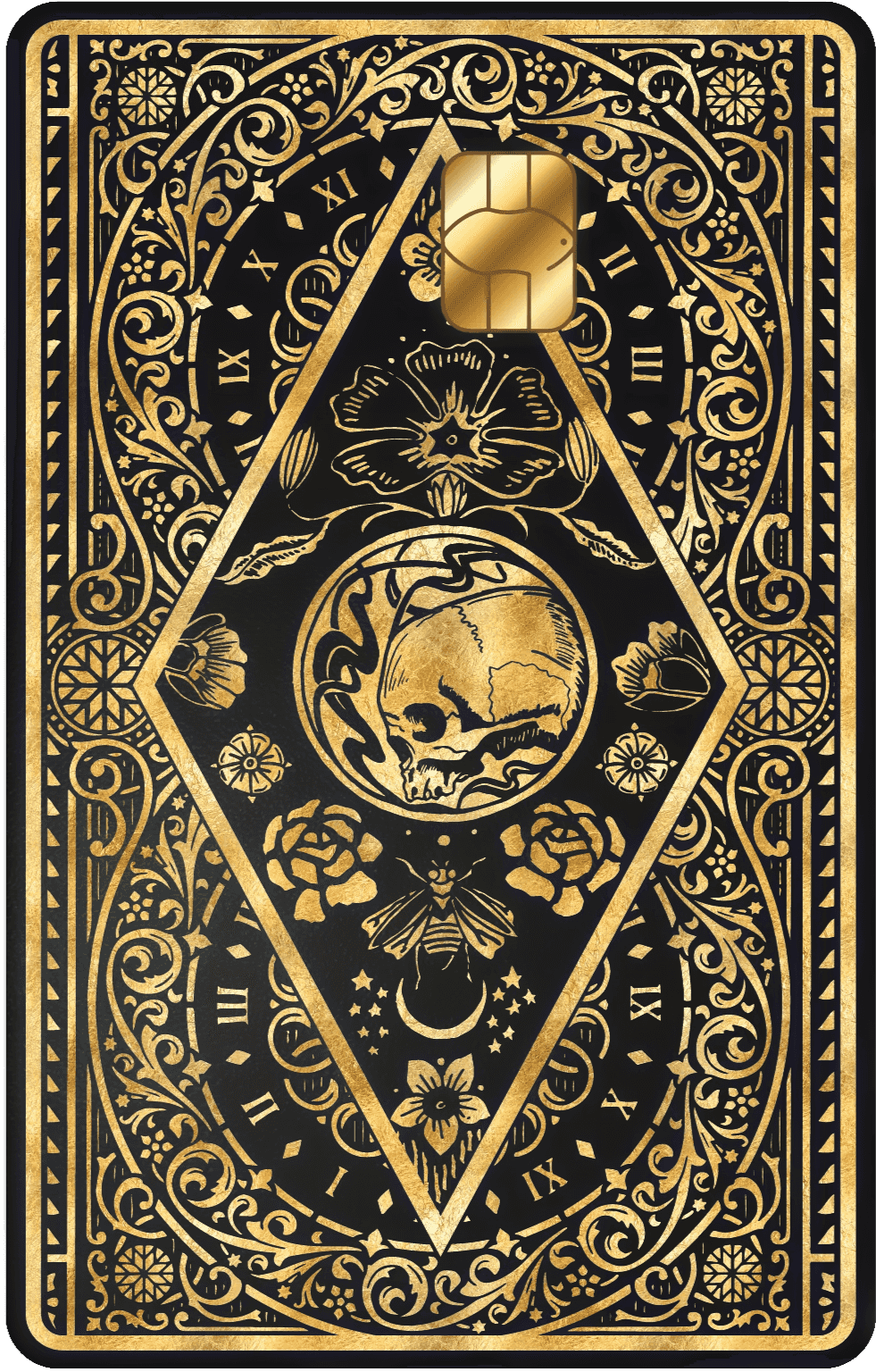 Clock of Death vertical metal card with dark luxury design for premium custom metal cards