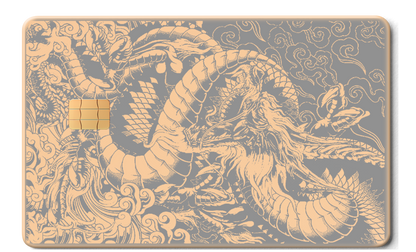 Elite Dragon of the East metal card with high-end metal card finish, modern design, and multiple color variations for international clients