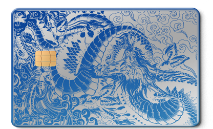 High-end Dragon of the East metal card with modern metal card styling and vibrant custom color variations
