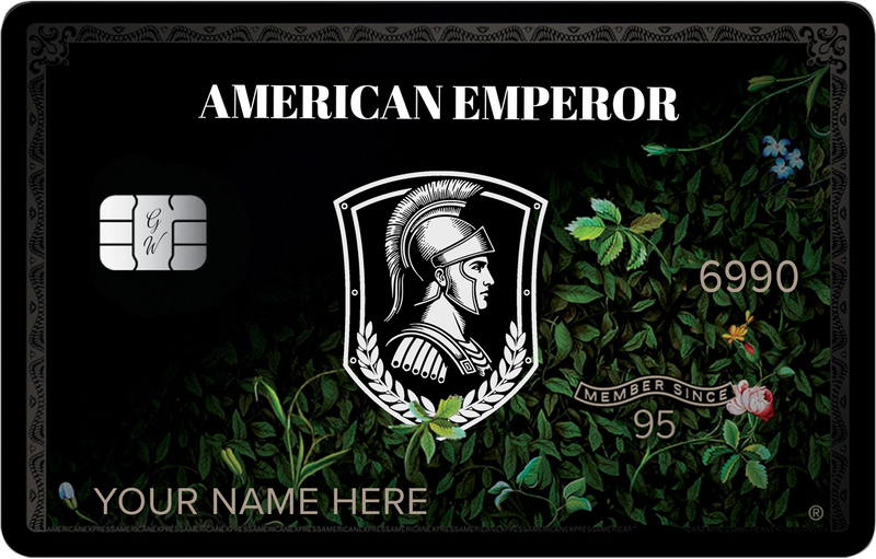 Floral Black American Express metal card with elegant luxury design for elite international clients