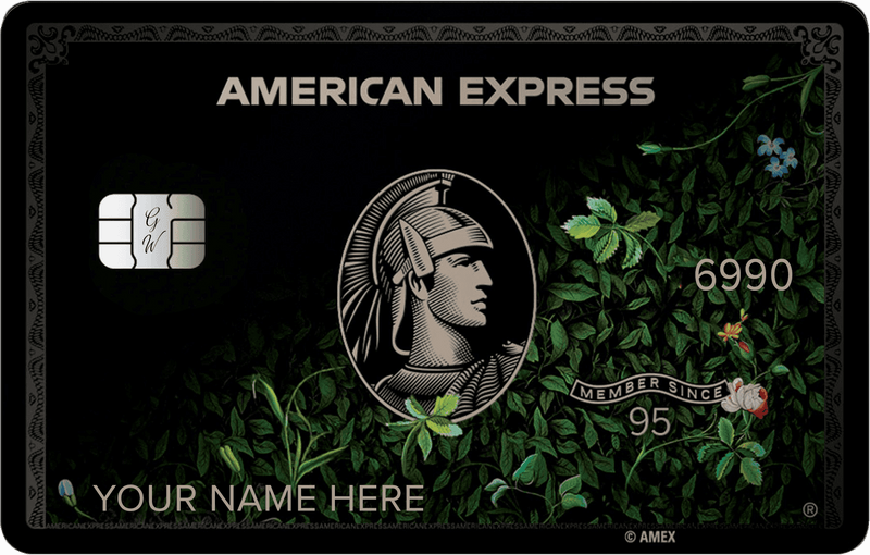 Elegant black metal AMX card with intricate floral design, perfect for luxury business clients