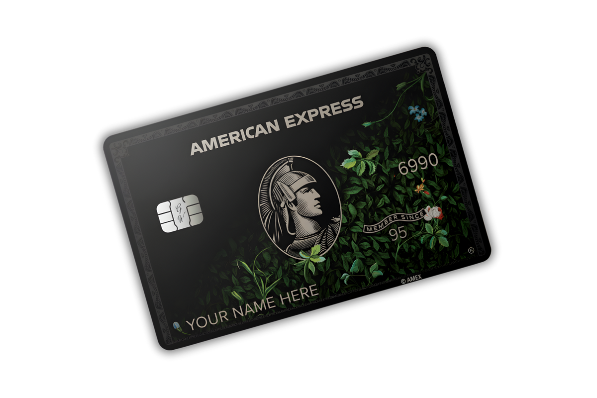 Floral black metal Amex card by Gold Wraps, luxury engraved metal ATM card for global customers
