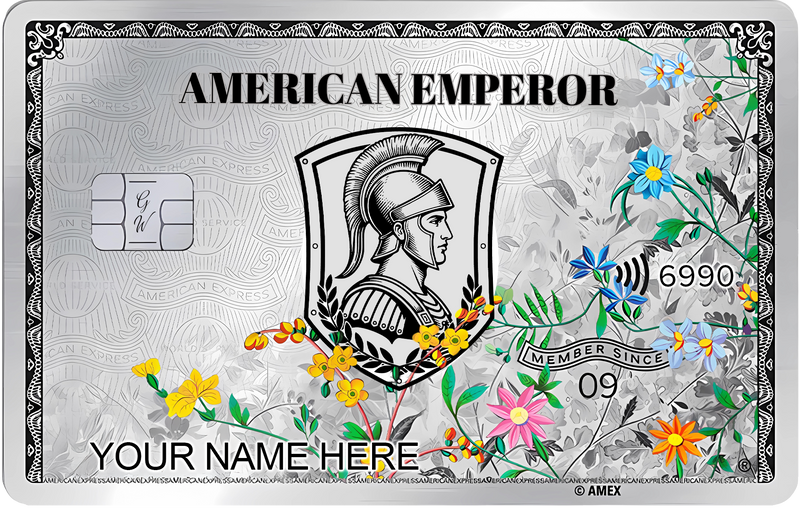 Flowers Platinum American Express metal card with elegant floral luxury design for elite international clients