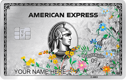 Elegant platinum AMX card with intricate floral design