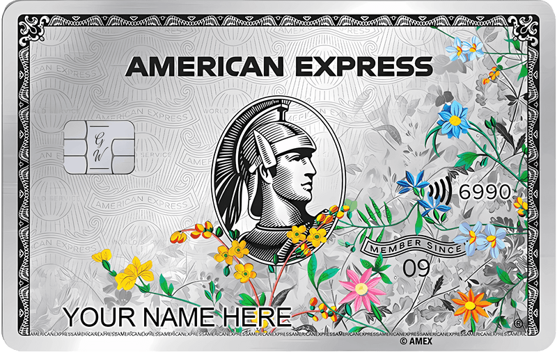 Elegant platinum AMX card with intricate floral design