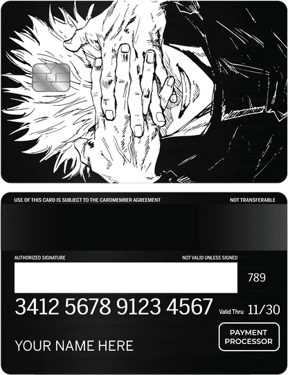 Exclusive Gojo Satoru vertical metal card with high-end engraved anime design