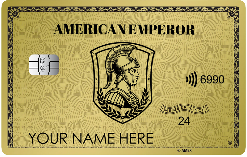 Gold American Express metal card with premium luxury design for elite international clients