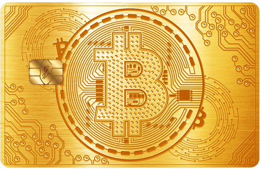 Luxury gold metal Bitcoin card with premium crypto design