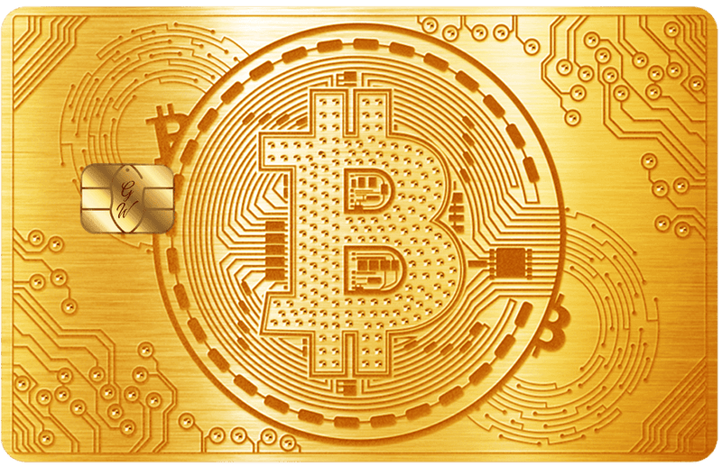 Luxury gold metal Bitcoin card with premium crypto design