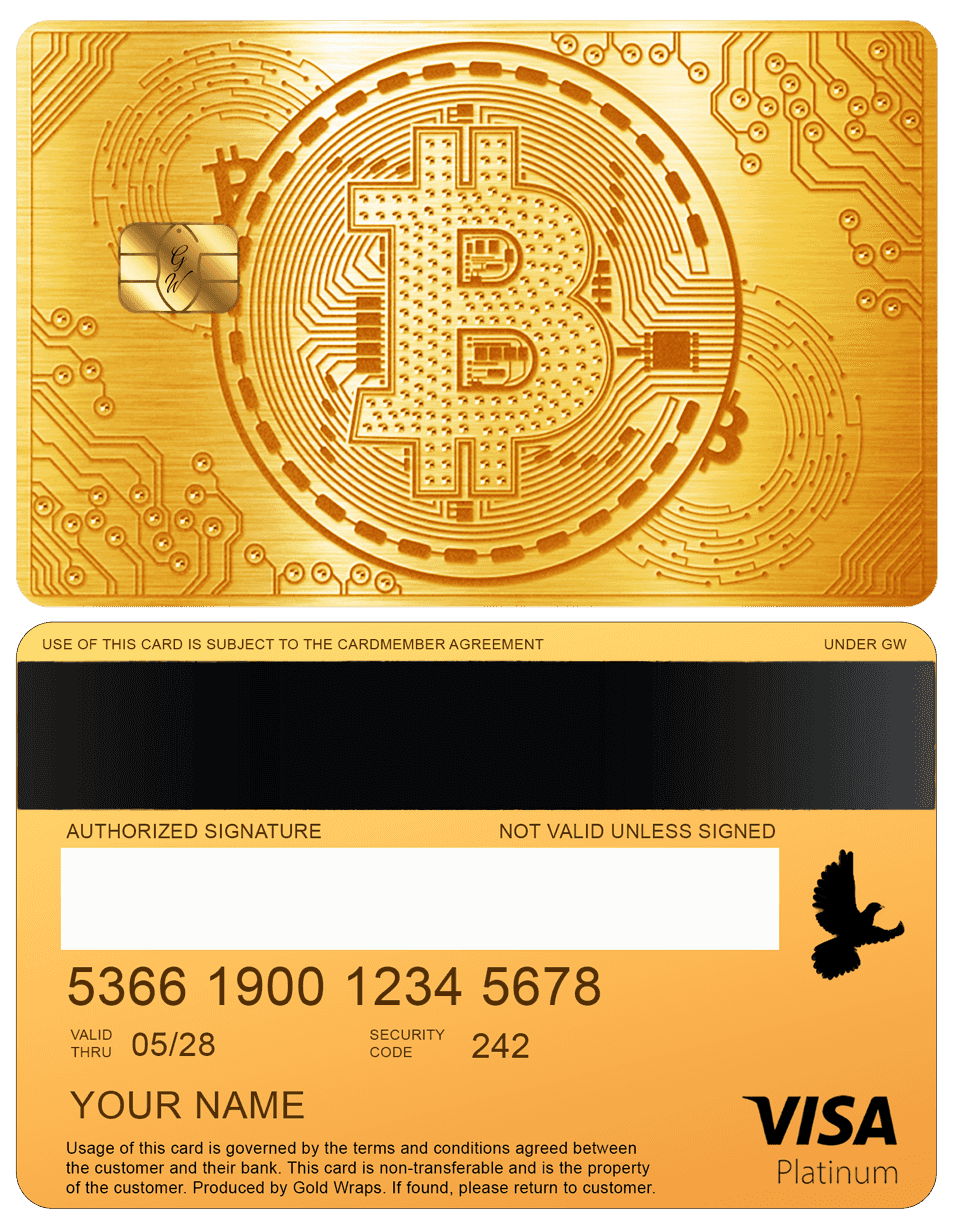 Elegant gold Bitcoin metal card for high-end cryptocurrency users