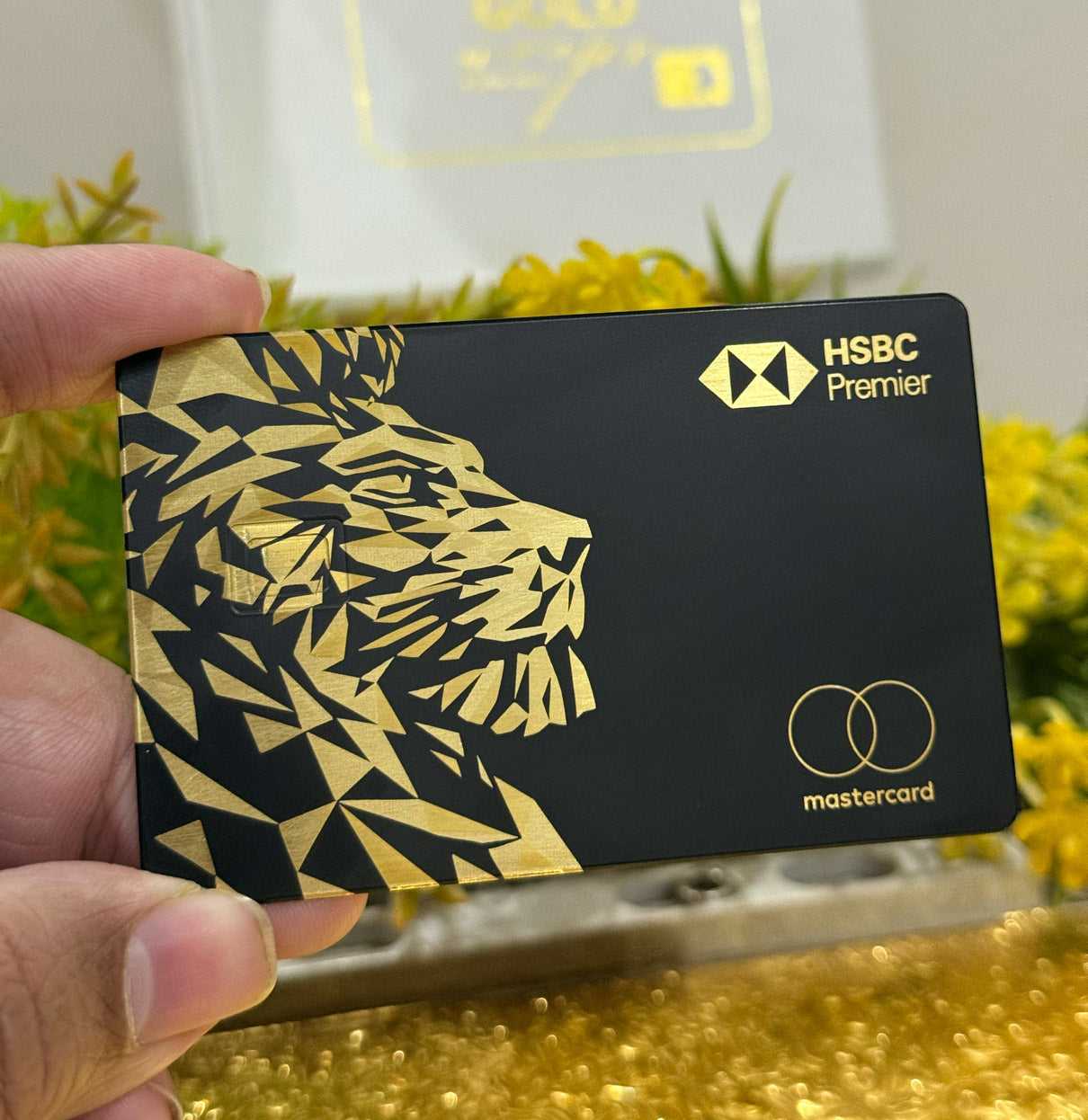 Luxury HSBC Lion metal card with sleek and powerful lion-inspired artwork
