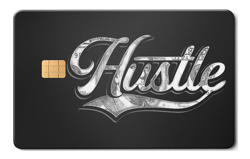 Hustle $ metal card with premium luxury design, vibrant color variation, and high-end metal card craftsmanship for international clients