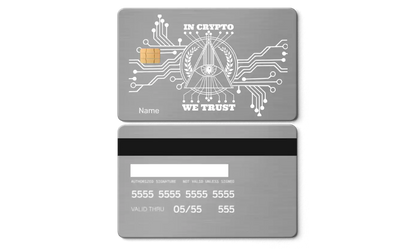 High-end In Crypto We Trust metal card with luxury metal card detailing for elite global cryptocurrency collectors