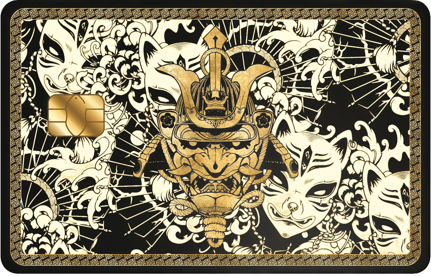 Japanese Samurai metal card with premium traditional warrior design