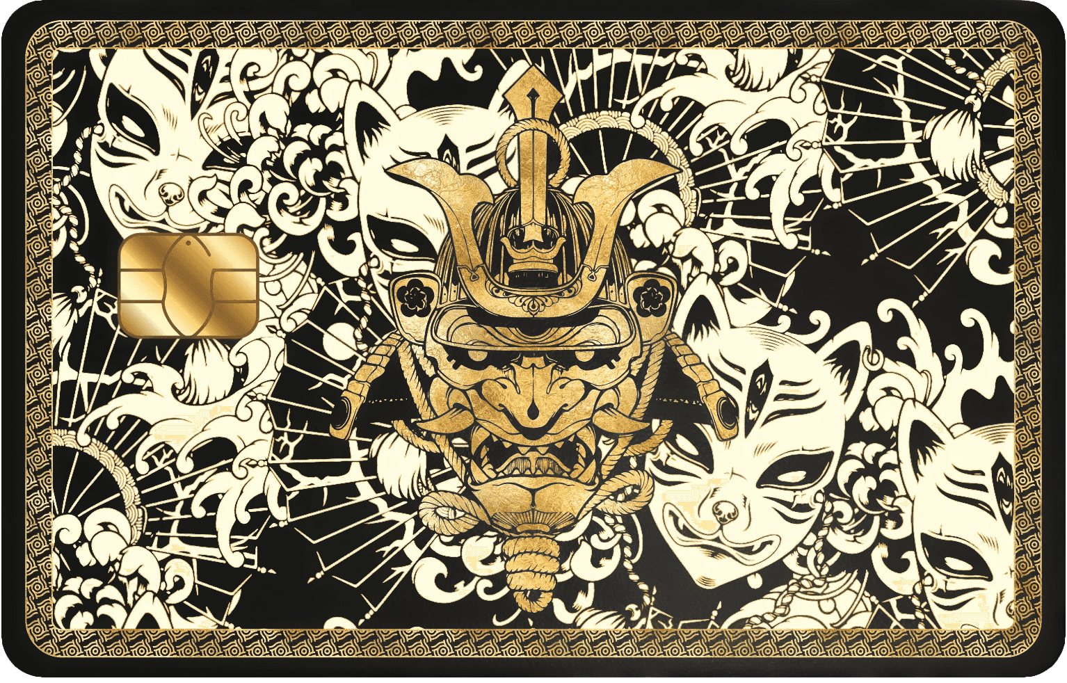 Japanese Samurai metal card with premium traditional warrior design