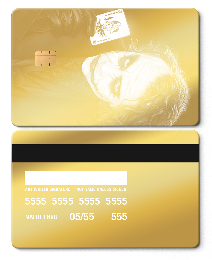 Joker metal cards with detailed engraved artwork, premium metal cards designed for collectors worldwide