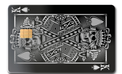 King of Spades metal cards with detailed engraved artwork, premium metal cards designed for collectors worldwide