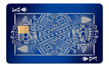 Premium King of Spades metal cards displayed at an angle, custom metal cards with luxury craftsmanship